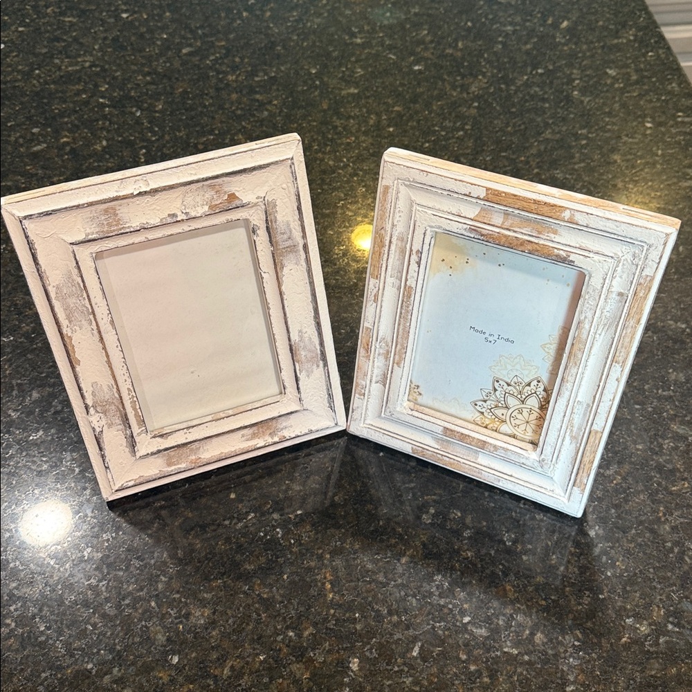 Rustic White and Tan Picture Frames